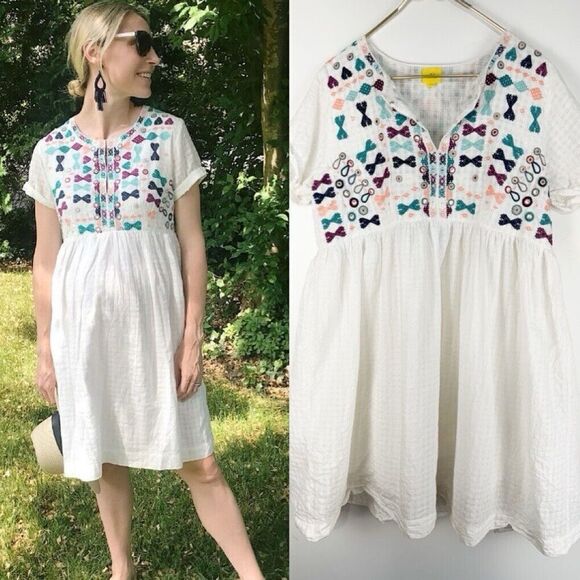 Roller Rabbit White Women’s Size Large Cotton Embroidered Dress - Picture 1 of 10